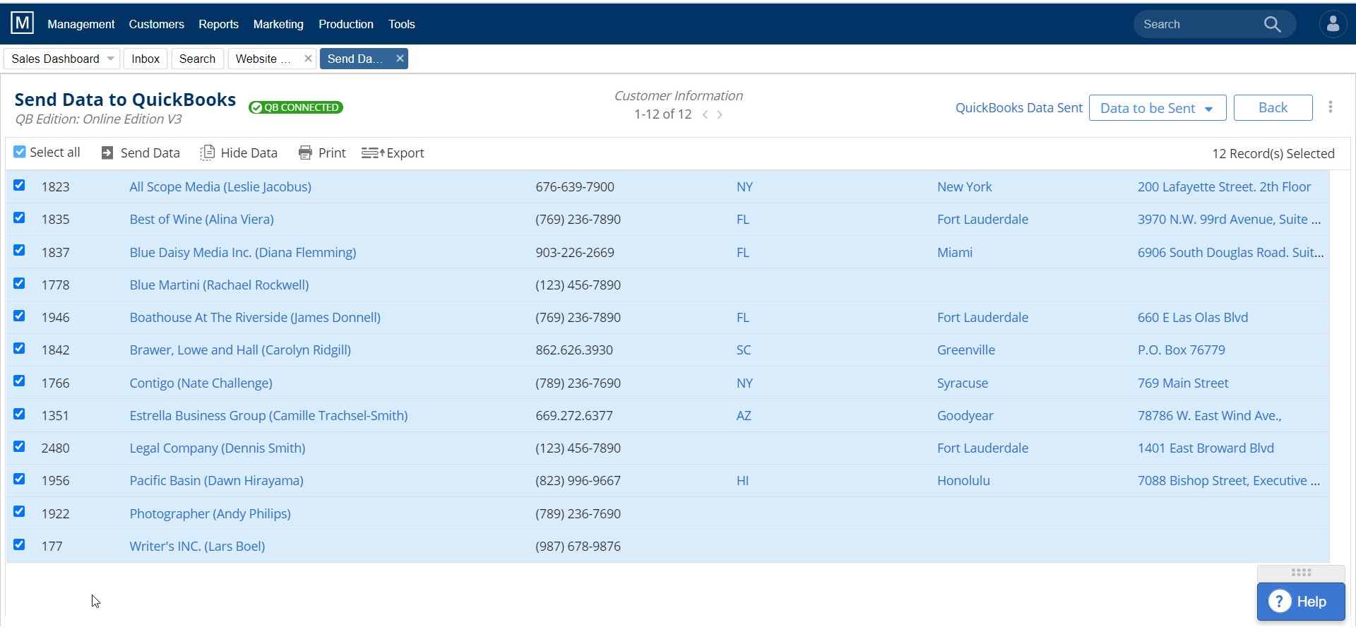 Magazine manager Quickbooks integration